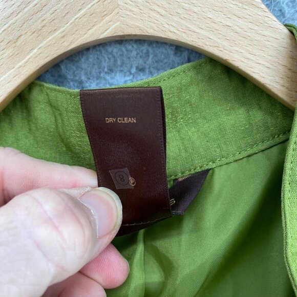 Multiples Jacket Small Green Shimmer Smocked Open Front Pockets Office Career - Picture 7 of 11